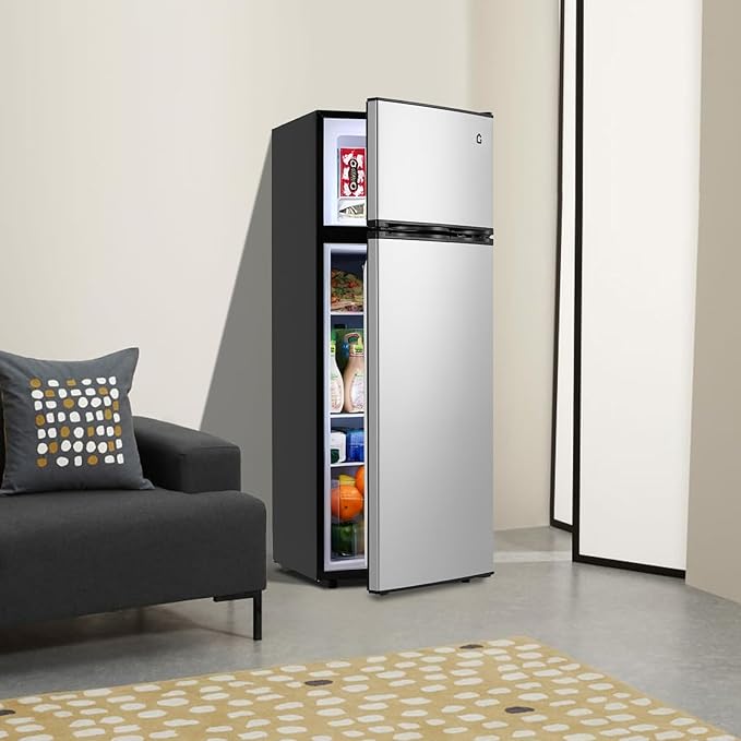 PioneerWorks 7.5 Cu. Ft. Compact Refrigerator | Two Door Mini Fridge with Energy-Efficient & Quiet Operation | for Dorm, Office, Bedroom, Kitchen, Bar Use with Adjustable Shelves