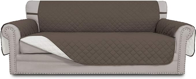 Easy-Going Reversible Couch Cover, 3 Cushion Sofa, Large, Taupe/Ivory | Machine Washable Slipcover For Dogs, Water Resistant Furniture Mat For Living Room, Non-Slip Sofa Cover, Pet Friendly