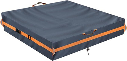 Outdoor Sandboxes Cover,600D Waterproof Oxford Fabric with Two Reflective Carrying Handles and a Loop of 8.1 Metre Webbing Carabiners,Elasticated Drawstring at the Bottom.77 L x 77" W x 8" H,Grey.