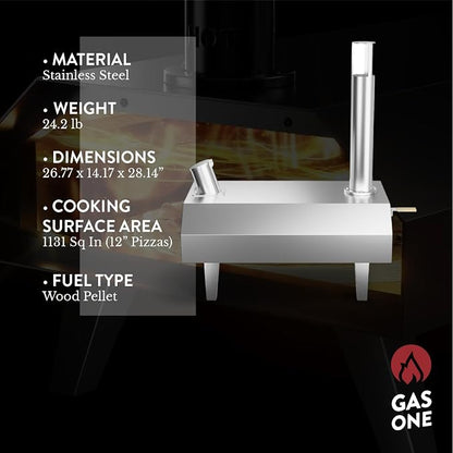 GasOne Portable Wood Pellet Pizza Oven 12-inch Pizza Maker for Outdoors, RVs, and Camping Stainless Steel Cooker