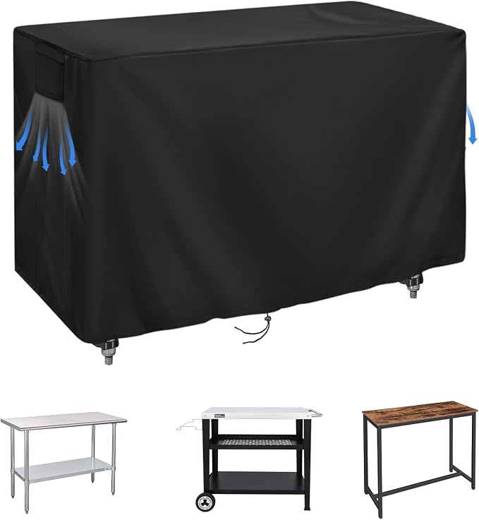 420D Outdoor Prep Table Cover 48 Inch,48''L x 24''W x 35''H,Black | Waterproof Patio Stainless Steel Table Cover, Workbench Covers Waterproof, Picnic BBQ Grill Cart Cover