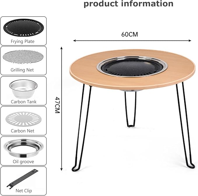 Portable Charcoal Grill for Camping BBQ Grills Outdoor Barbecue Grill Dual Use Grill Rack for Meat and Coffee Table,A-1