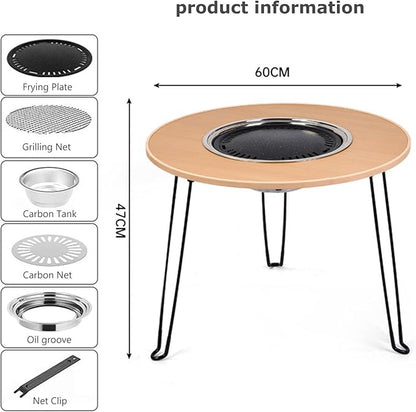 Portable Charcoal Grill for Camping BBQ Grills Outdoor Barbecue Grill Dual Use Grill Rack for Meat and Coffee Table,A-1