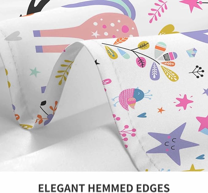 TKS MITLAN Unicorn Tablecloth Decor Rainbow Cute Doodle Fun Beautiful Cartoon Art Blue Flowers Leaf Table Cloth Dining Room Kitchen Table Cover 60" X 84" Oblong/Rectangle