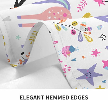 TKS MITLAN Unicorn Tablecloth Decor Rainbow Cute Doodle Fun Beautiful Cartoon Art Blue Flowers Leaf Table Cloth Dining Room Kitchen Table Cover 60" X 84" Oblong/Rectangle