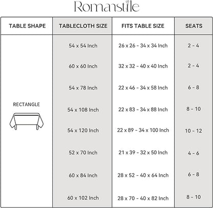 Romanstile Rectangle Vinyl Tablecloth, 100% Waterproof Oil-Proof Checkered Plastic Table Cloth, Heavy Duty Wipeable Table Covers for Dining, Camping, Picnic, Outdoor - 60 x 120 Inch, Grey