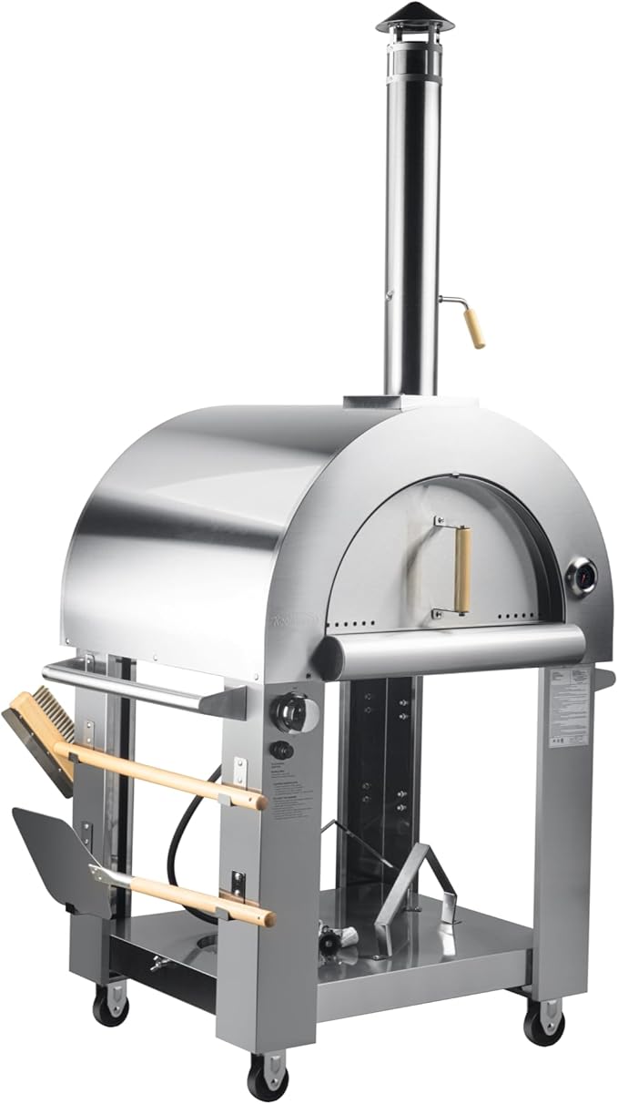 KoolMore 32 in. Outdoor Propane Gas and Wood fired Pizza Oven in Stainless-Steel
