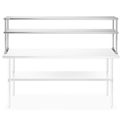 GRIDMANN NSF Stainless Steel Commercial 2 Tier Double Overshelf 72 in. x 12 in. for Kitchen Prep & Work Table
