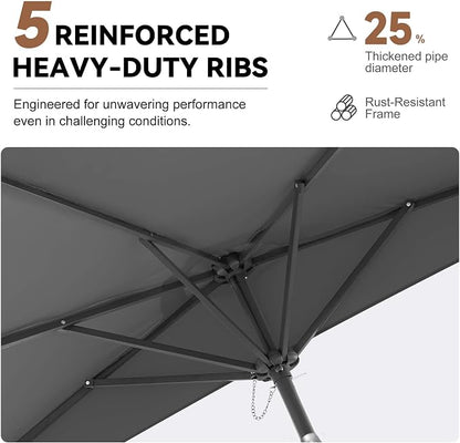FLAME&SHADE 9ft Half Patio Umbrella - Half Outdoor Umbrella with Tilt UV Protection Waterprool, Half Round Table Umbrella for Wall Balcony, Pool, Porch, Garden, Deck, Market, Backyard (Anthracite)