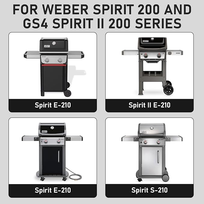 Utheer Double-Sided Ceramic Griddle for Weber Spirit 200 Series, 17.5" × 10.2" Replacement for Weber 7637 ｜ Reversible Flat & Ribbed Surface, Matte Black Enamel, Heavy-Duty Cast Iron