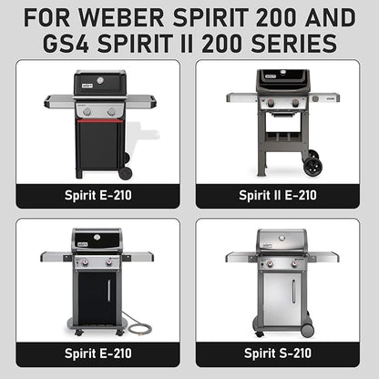 Utheer Double-Sided Ceramic Griddle for Weber Spirit 200 Series, 17.5" × 10.2" Replacement for Weber 7637 ｜ Reversible Flat & Ribbed Surface, Matte Black Enamel, Heavy-Duty Cast Iron