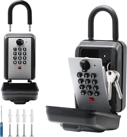 Wall & Hanging Safe Key Lock Box, 12 Digit Combination Lock Box for Keys with Resettable Code, Large Capacity & Weatherproof Outdoor Lockbox, Spare Key Safe Storage Lock Box for Home, Office, Garage