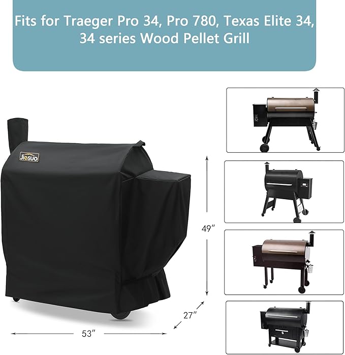 Grill Cover for Traeger 780/34 Series Grills, Heavy Duty and Waterproof Pellet Cover for Traeger BAC504 Full-Length Pro 780 Grill