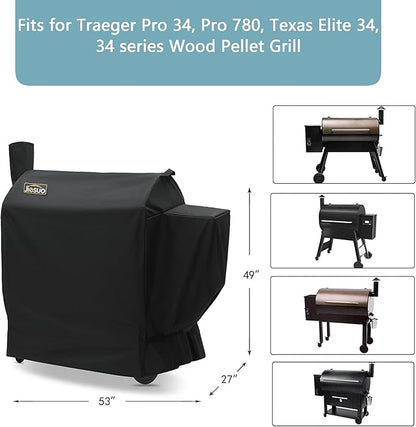 Grill Cover for Traeger 780/34 Series Grills, Heavy Duty and Waterproof Pellet Cover for Traeger BAC504 Full-Length Pro 780 Grill