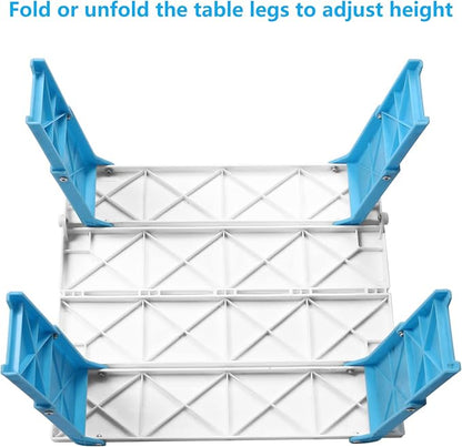 Modern-Depo 15.9"x14.2"x9.6" Large Portable Folding Beach Table for Sand Foldable Height Adjustable Side Table Desk for Camping Picnic BBQ with Carry Bag, Cyan | Foldable Side Table Desk for Camping Picnic BBQ with Carry Bag, for Sand, Modern-Depo