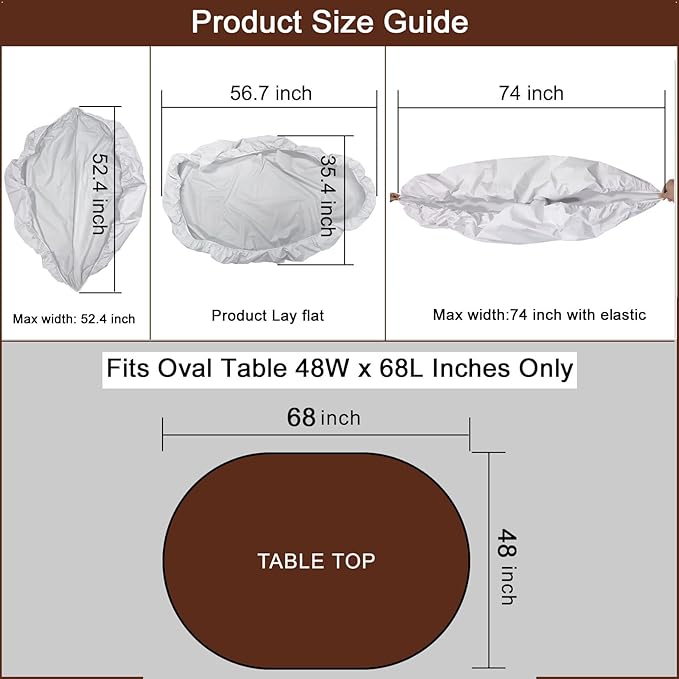 LIBERECOO Oval Tablecloth Vinyl Fitted Elastic Edge with Flannel Backing - Fits 48 x 68 Inch Oval Table - Walnut Wood Pattern - Waterproof Wipeable Table Cover