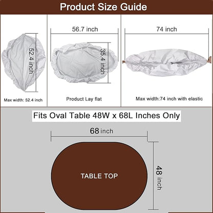 LIBERECOO Oval Tablecloth Vinyl Fitted Elastic Edge with Flannel Backing - Fits 48 x 68 Inch Oval Table - Walnut Wood Pattern - Waterproof Wipeable Table Cover