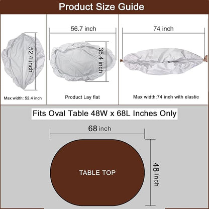 LIBERECOO Oval Fitted Vinyl Tablecloth - Fits 48 x 68 Inch Oval Table - Carbon Gray Wood - Waterproof, Elastic Edged for Secure Fit, Easy to Clean Plastic Table Cover