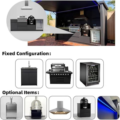 Tailor-Made Prefab BBQ Island - Choose Your Dimensions & Appliance Layout - Heavy Duty Modular Outdoor Kitchen for Garden