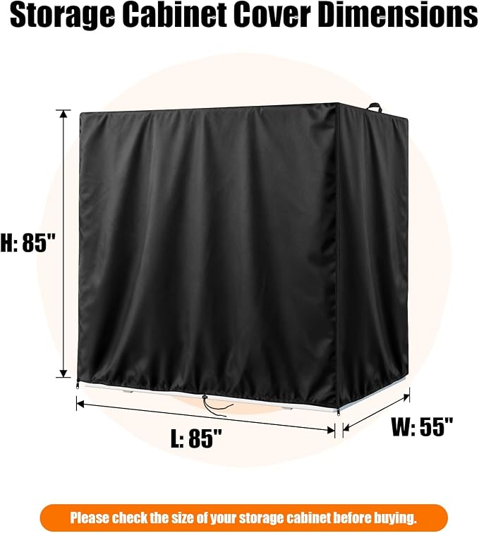 Kasla Outdoor Storage Cabinet Cover, 85"L×55"W×85"H | Heavy-Duty and Waterproof, Fits Storage Shelf, Storage Shed, Deck Box for Kitchen Patio Garden Organization and Storage