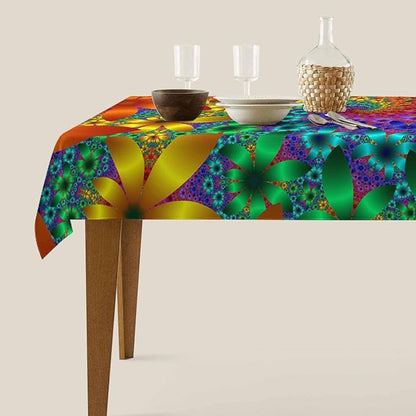 TKS MITLAN Tablecloth Tie Dye Table Cloth Rectangle Table 60 x 84 Inch Rainbow Spirals Flower Petals Kitchen Decorations for Home Dinner Party