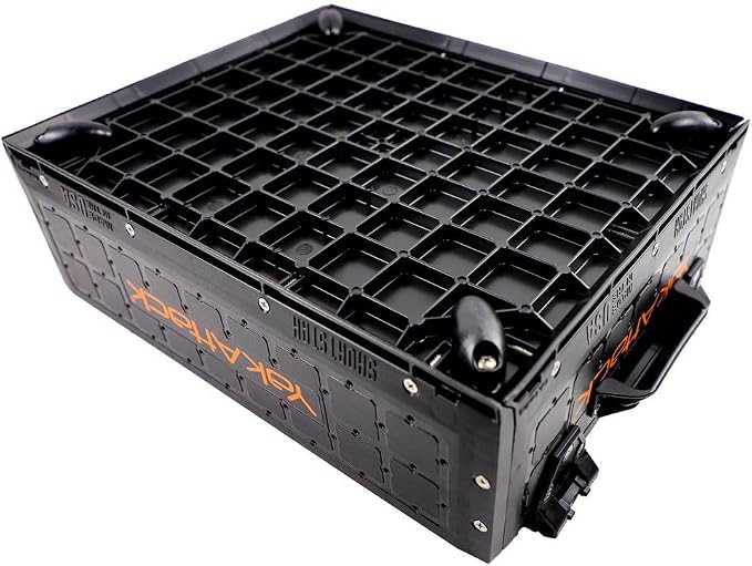 YakAttack ShortStak Solo Storage Box - Size & Color Options | Standalone Low-Profile Crate with Lid, Hinges & Latches | GridLoc Mounting Panels | Slider Feet for Under-Seat Use | Made in USA