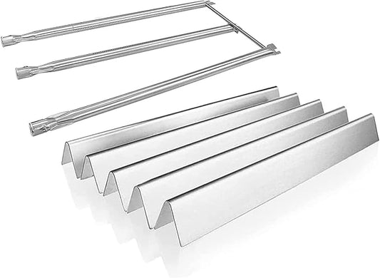 Uniflasy Grill Parts Replacement for Weber Spirit 310 E310, Genesis Silver B C, Genesis Platinum B C, Weber 900 (Side Control), 28 1/8" Stainless Steel Burner, 22.5" Stainless Steel Flavorizer Bars
