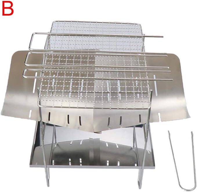 Barbecue Desk Outdoor Barbecue Grill Campfire Stove Stainless Steel Folding Grill Camping Picnic Burning Stove BBQ Charcoal Stove Tabletop Barbecue