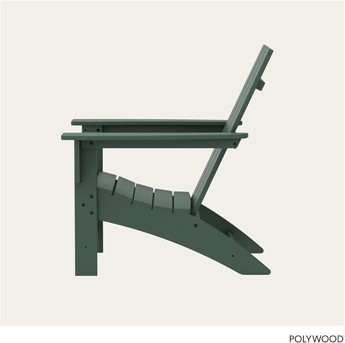 POLYWOOD Modern Adirondack Chair – All-Weather Outdoor Lawn Adirondack Chairs – HDPE, Fade-Resistant & Durable Outdoor Furniture – For Patio, Deck & Fire Pit Chairs – Green