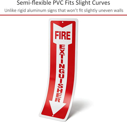 (8 Pack) Self-adhesive Fire Extinguisher Sign, 12" x 4" Durable Plastic Fire Extinguisher Sticker for Business and Home Use, Indoor, Outdoor, 20 Mil Thick PVC Safety Signs, Weather-resistant, No Fade, Easy to Install