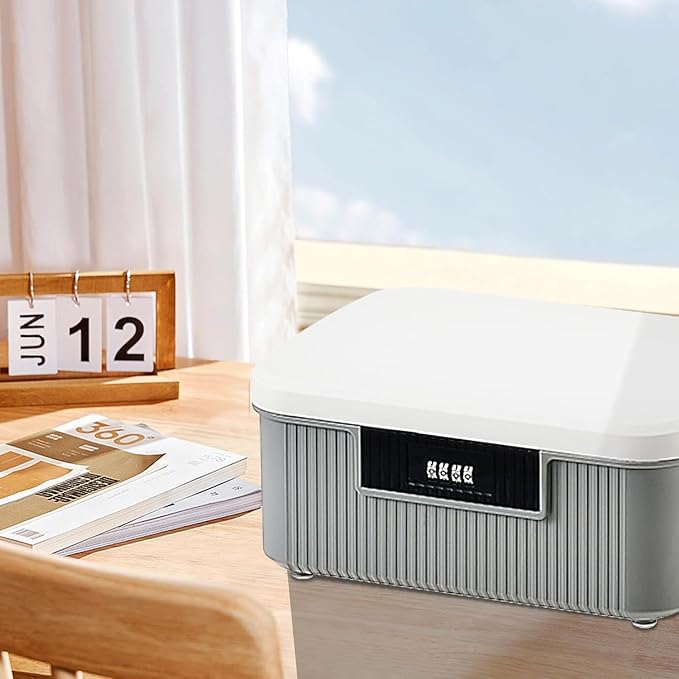 RUIAN Lockable Storage Container Bin, 4.2 Gallon Security Portable Combination Lock Plastic Box, Locked Security Box Suitable for Storing Important Items and Documents (White Gray)