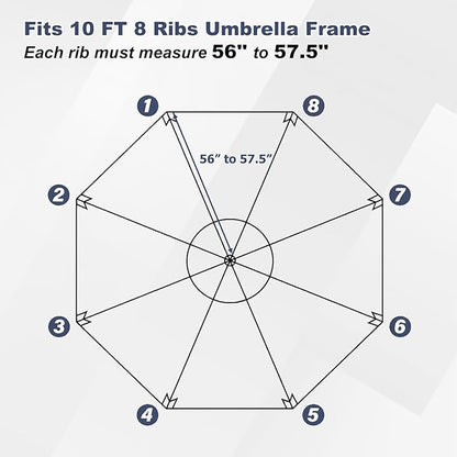 BPS Patio Umbrella Replacement Canopy for 10 ft 8 Ribs Table Umbrella, Outdoor Umbrella Replacement for Market Parasol, Canopy Only