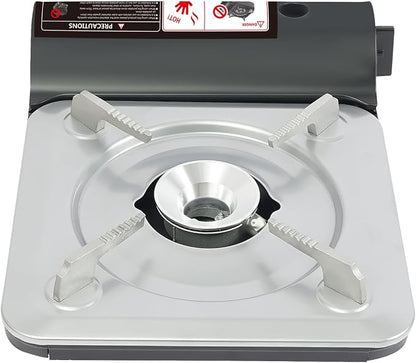Black Butane Camping Stove with Storage Case, Portable Outdoor Camping Stove for Picnic Backpacking Backyard Cooking