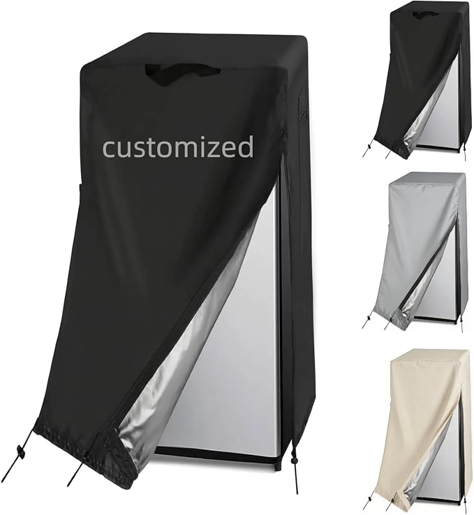Customized Size Refrigerator Cover for Fridge/Freezer/Cold Rooms | Customized Size Shape Accessories,Waterproof Dustproof Heavy Duty Oxford Fabric,for Outdoor Indoor Use(Black/Gray/Beige)