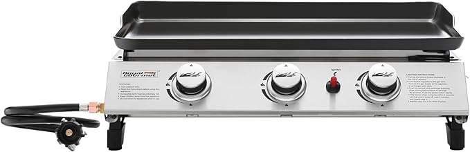 Royal Gourmet PD1300 3-Burner Portable Propane Gas Grill Griddle, 26,400 BTU Table Top Griddle for Outdoor Cooking, Camping, Tailgating, or Picnics, Silver
