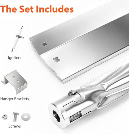 Hisencn Replacement Parts for Chargriller 5050, 3001, 5650, 3008, 3030, 4000, King Griller 5252 Grill, Stainless Steel Burner Tube, Heat Plate Tent, Ignitor for Chargriller Parts Replacement | Stainless Steel Burner Tube and Heat Plate Replacement Part...