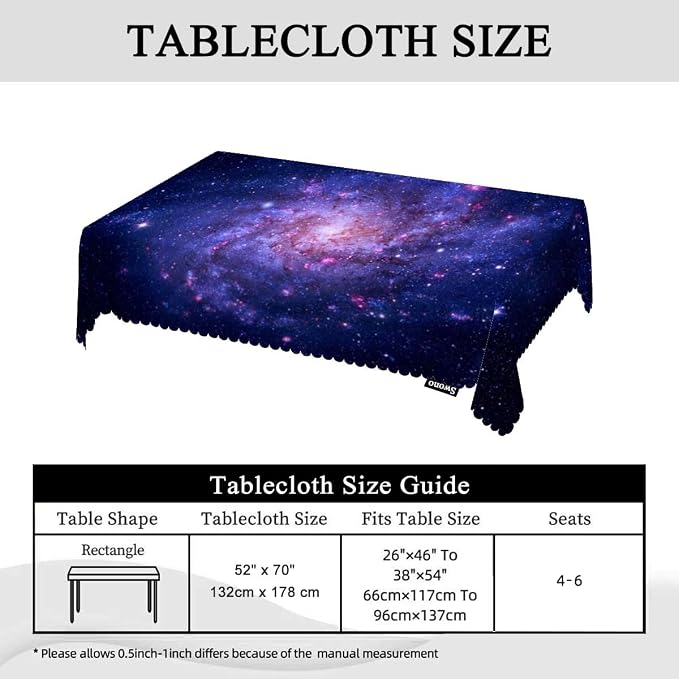 Swono Galaxy Space Tablecloth Blue Galaxy Constellation Universe Space Decorative Table Cover for Kitchen, Party Banquet and Holiday Tablecloth, 52x70 Inch(4-6 Seats)