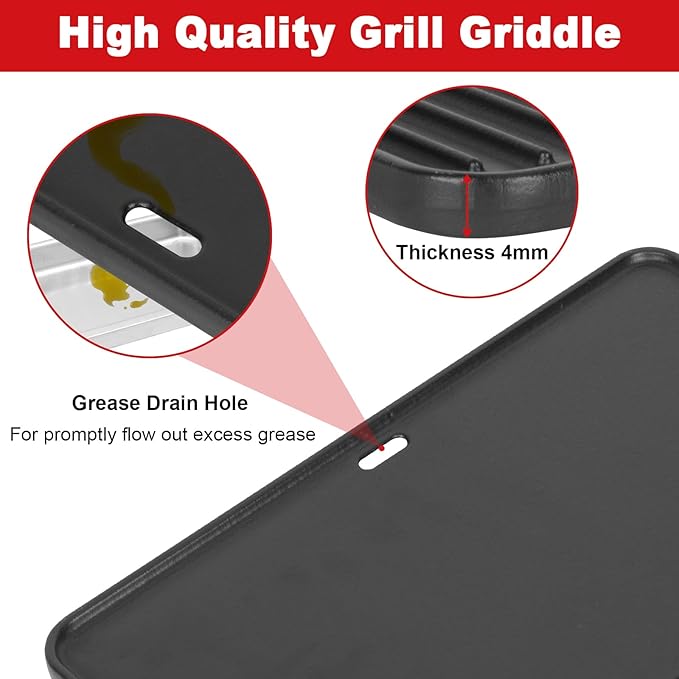 16"x10" Reversible Cast Iron Griddle for Weber Go-Anywhere Charcoal and Gas Grills, Portable Grill Griddle Plate for Indoor Stovetop/Outdoor Camping BBQ, Replacement for Weber 80631 70211 3634 67195