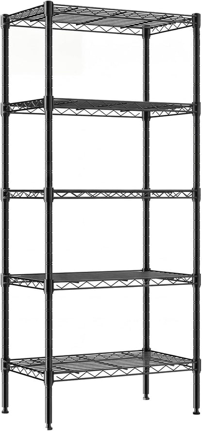 DUMOS 5-Tier Metal Wire Storage Shelves, Adjustable Standing Storage Rack Shelf, Heavy Duty Steel Shelving Unit Organizers for Kitchen Bathroom Pantry Garage, 23.2" Wx13.4 Dx60.1 H, Black