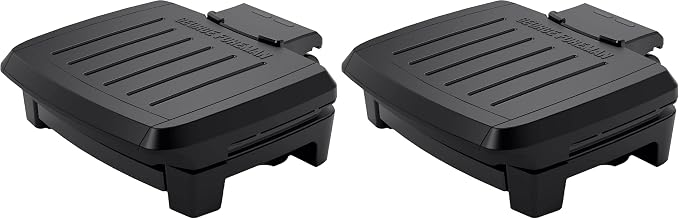 George Foreman® Fully Submersible™ Grill, NEW Dishwasher Safe, Wash the Entire Grill, Easy-to-Clean Nonstick, Black/Grey (Pack of 2)