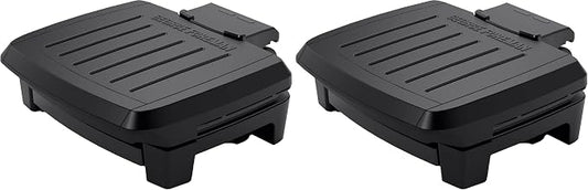 George Foreman® Fully Submersible™ Grill, NEW Dishwasher Safe, Wash the Entire Grill, Easy-to-Clean Nonstick, Black/Grey (Pack of 2)