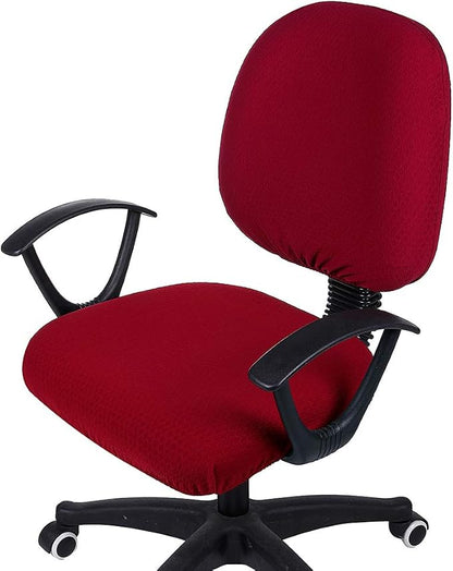 Smiry Office Computer Chair Covers for Desk Rotating Chair Protector | Stretch Jacquard Removable Washable Universal Slipcovers, Seat + Backrest Cover, Wine Red