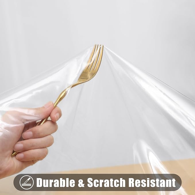Smiry Rectangle Table Cloth 54x108 Inch, Waterproof Wipeable Vinyl Tablecloths Protector, Oil Spill Proof Plastic Table Cover for Dining, Picnic, Camping, Outdoor, Clear