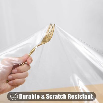 Smiry Rectangle Table Cloth 54x108 Inch, Waterproof Wipeable Vinyl Tablecloths Protector, Oil Spill Proof Plastic Table Cover for Dining, Picnic, Camping, Outdoor, Clear