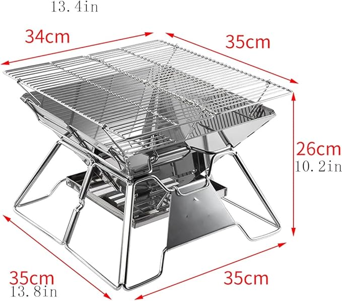 YYDS Charcoal Grill Stainless Steel Barbecue Rack Can Be Foldable and Adjustable Charcoal Rack Suitable for Outdoor Campers and Barbecue Lovers BBQ Grill (Color : B)