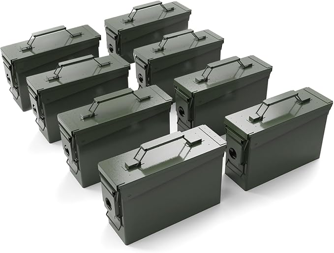 PATRON 30 & 50 Cal Ammo Can Metal Ammo Box Storage Crate Case for Shotgun Bullet Rifle Ammunition Waterproof (Black or Green)
