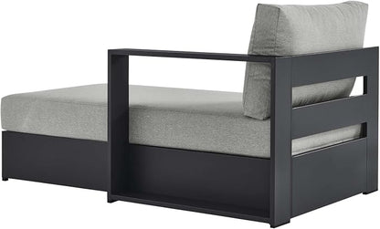 Modway Tahoe Powder-Coated Aluminum Outdoor Chaise Lounge Gray with Weather-Resistant Cushions, Modular Right-Facing Patio Lounger for Pool Furniture or Sectional Sofa Set