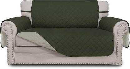 Easy-Going Reversible Couch Cover, 2 Cushion Sofa, Army Green/Beige | Loveseat, Slipcover For Dogs, Water Resistant Furniture Mat, Living Room, Non-Slip Sofa Cover, Pet Friendly