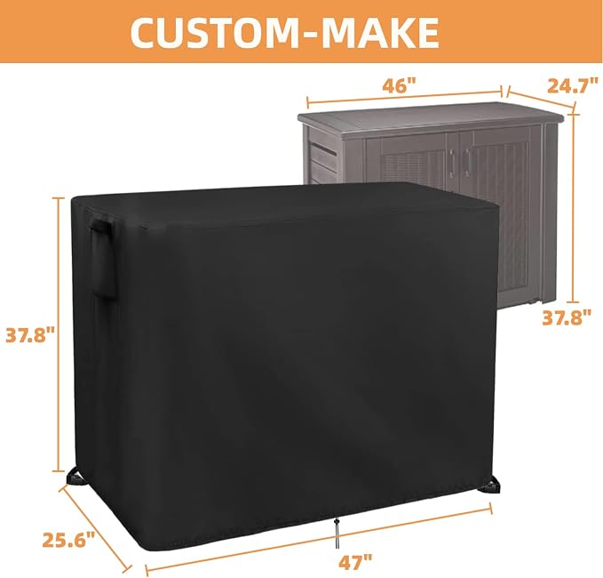Outdoor Storage Cabinet Cover for Rubber Maid Patio Tool Shed Organization | 47x25.6x37.8,Waterproof Dustproof Heavy Duty Oxford Fabric,Decorative Outdoor Storage Cabinet (123 Gal) for Backyard