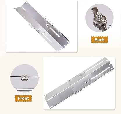 Criditpid Universal Replacement Stainless Steel Heat Plate, Heat Tent, Flavorizer Bar, Burner Cover, Flame Tamer for Brinkmann, Charbroil, Nexgrill, Backyard, Extends from 11.75" up to 21" L, 5-Pack